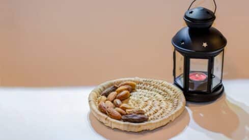 Lantern with a plate of dates